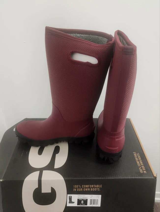 Bogs Whiteout Dots Rain Boots, Size 8, Oxblood - photo 4