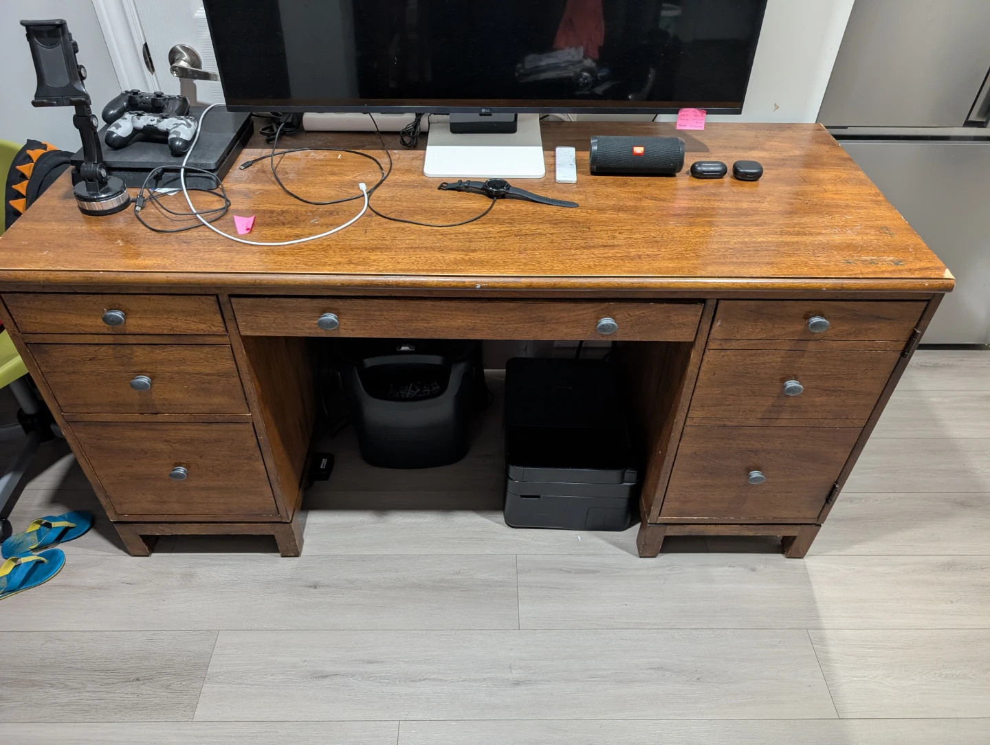 Wooden Desk with Drawers - photo 4