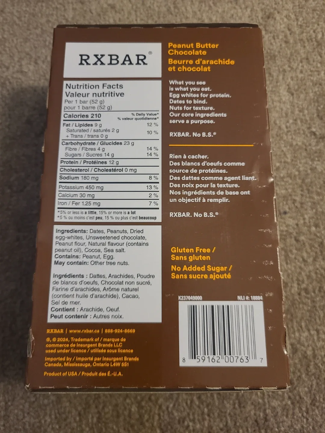 RXBAR Peanut Butter Chocolate (12 bars) image indicator(2)