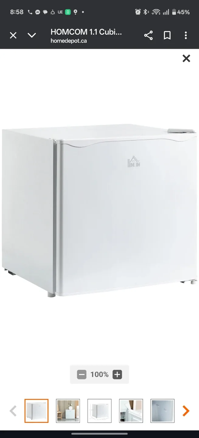 HOMCOM 1.1 Cu.Ft. Mini Fridge - White image indicator(8)