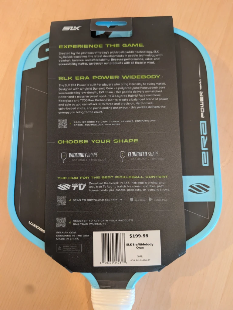 New SLK Era Widebody Cyan Pickleball Paddle - BRAND NEW! - photo 2