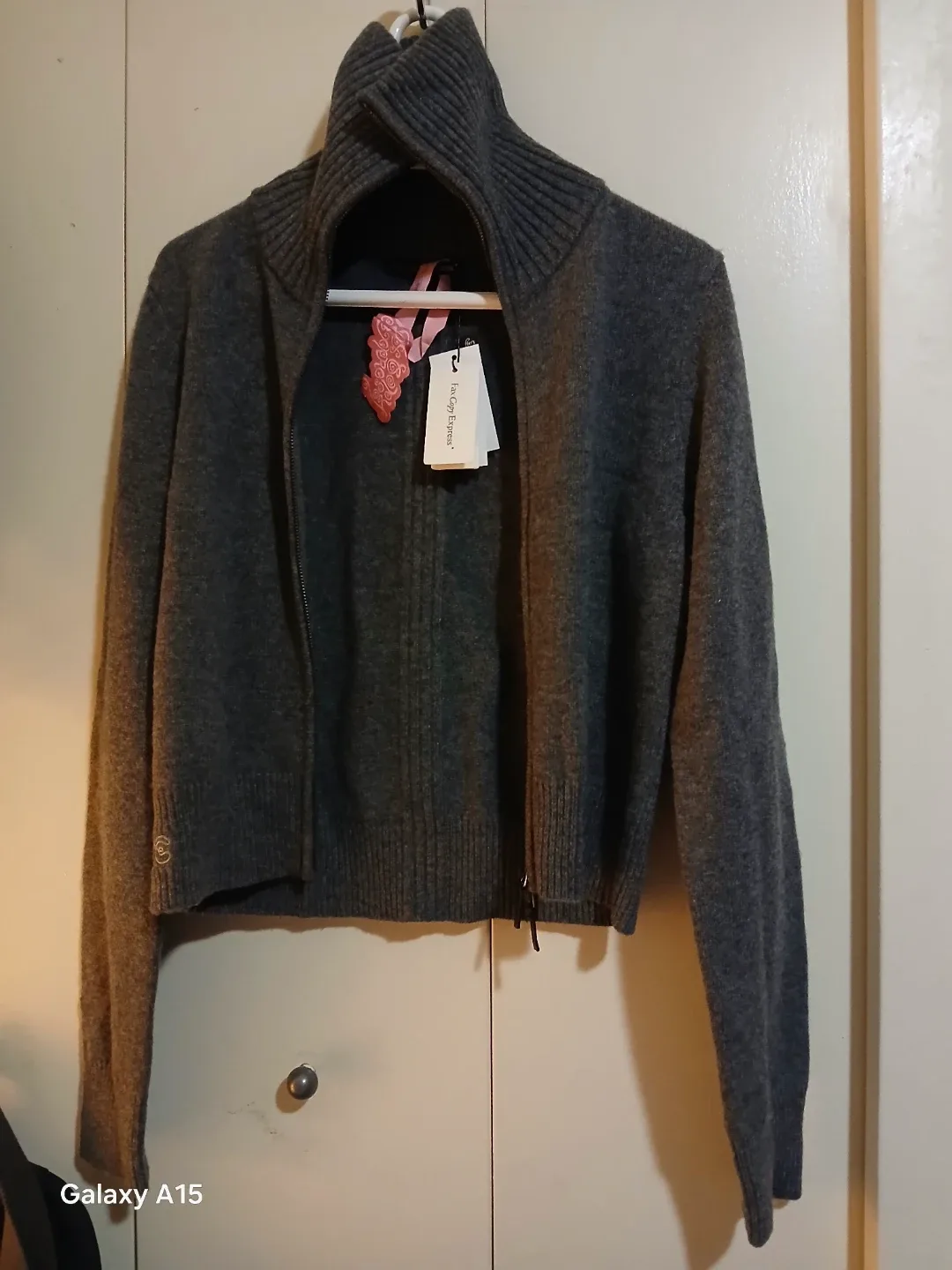 Les Copains Grey Wool Blend Zip-Up Cardigan