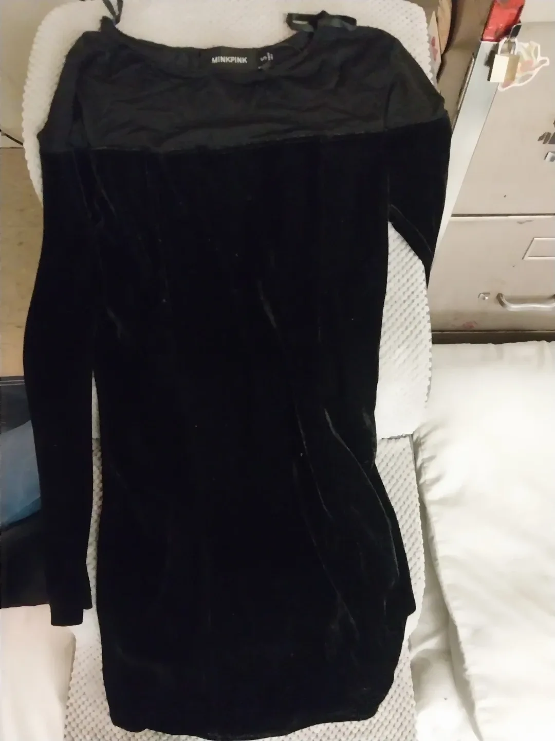 MINKPINK Black Velvet Mini Dress - Size S image indicator(4)