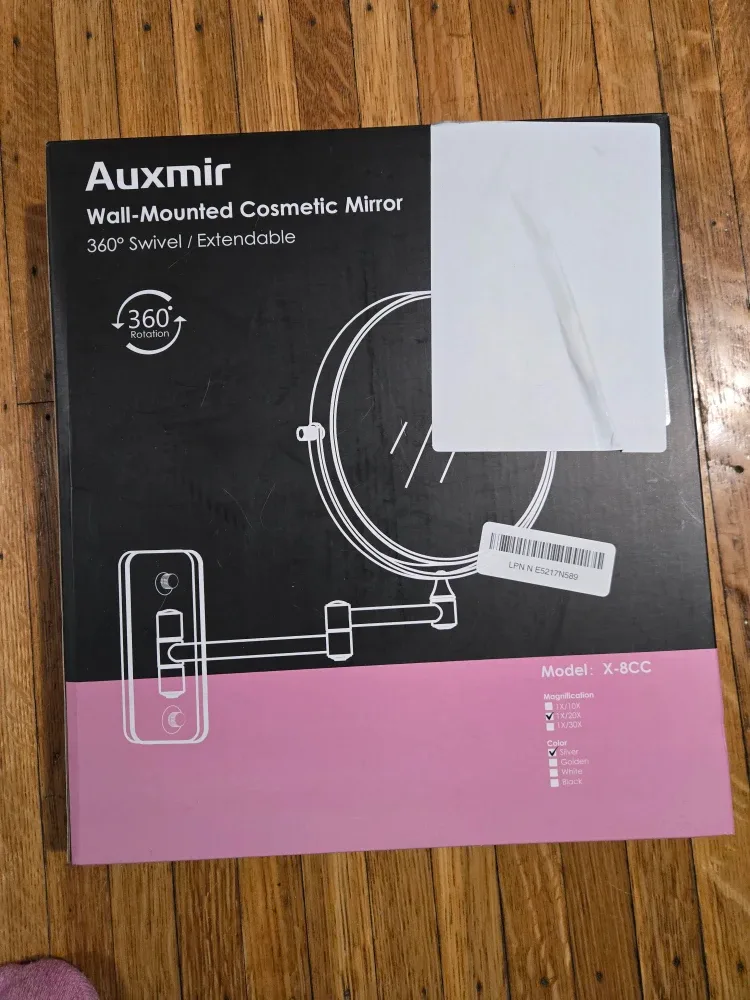 Auxmir Wall-Mounted Cosmetic Mirror - Silver