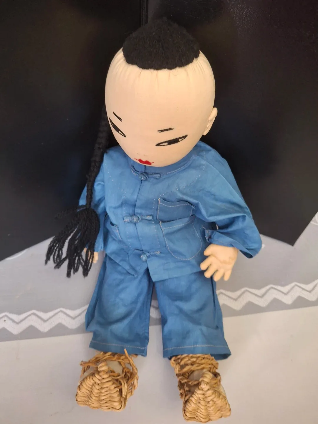 Vintage Asian Cloth Doll in Blue Outfit image indicator(3)