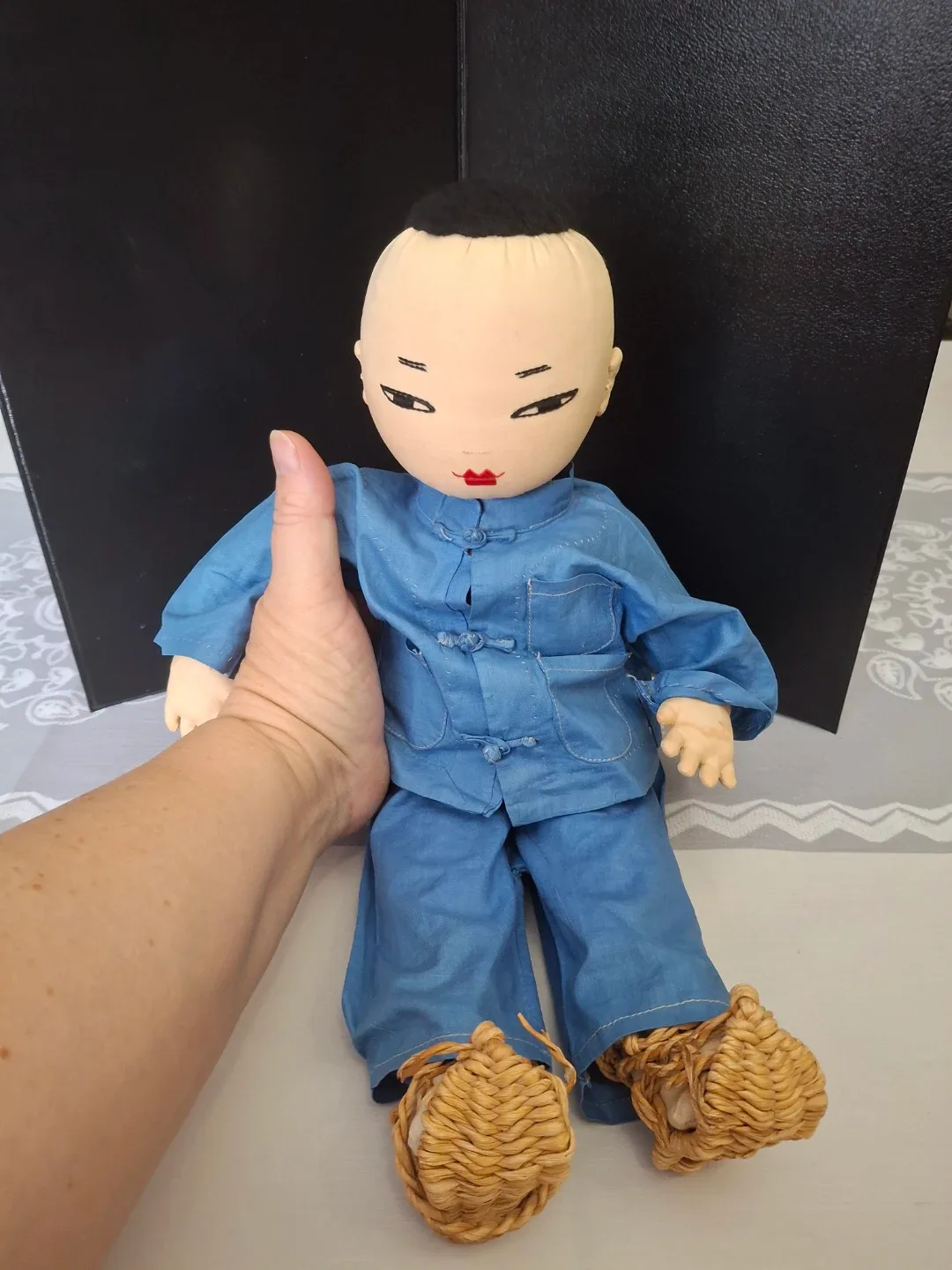Vintage Asian Cloth Doll in Blue Outfit image indicator(6)