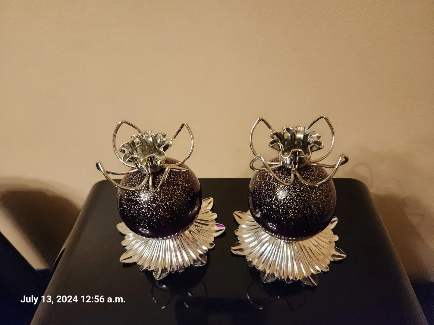 Vintage purple lucite candle holders