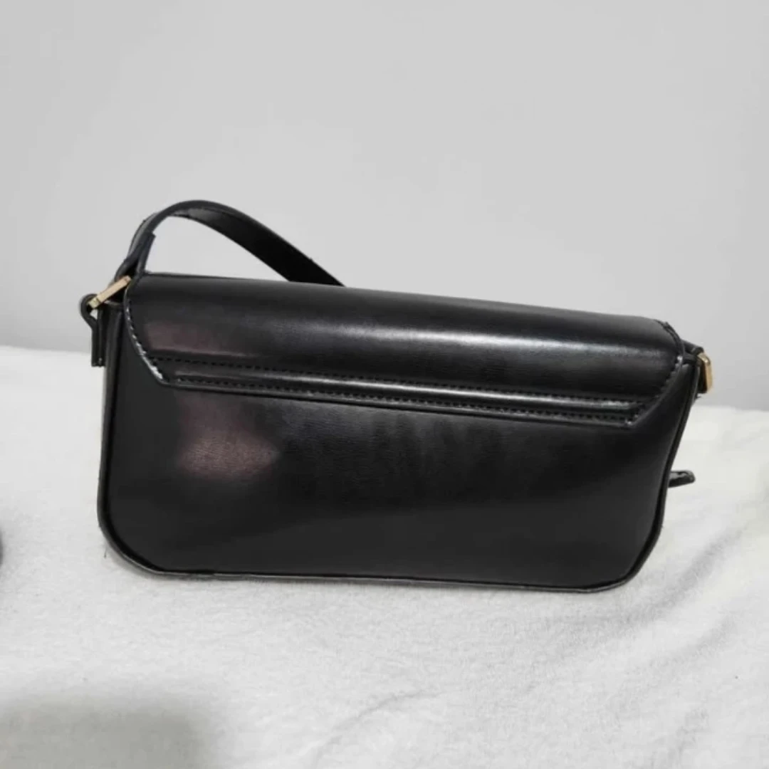 Black Shoulder Bag with Gold Accents - photo 3