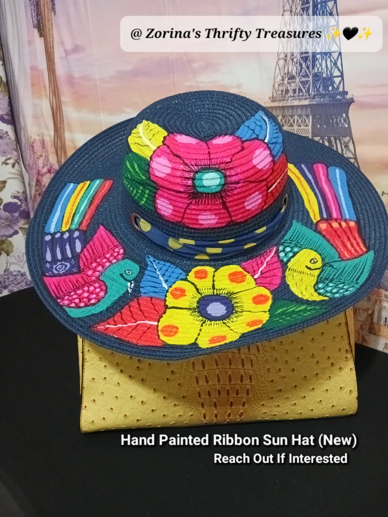 🎨 Hand Painted Ribbon Sun Hat (New) image indicator(2)