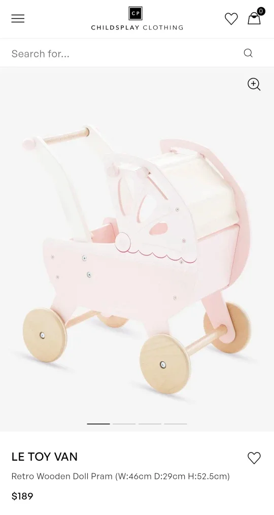 Le Toy Van Retro Wooden Doll Pram