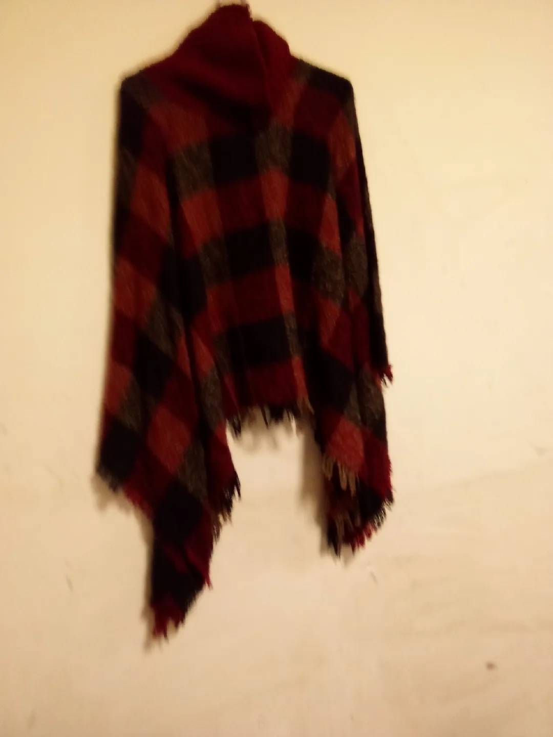 Red & Black Plaid Poncho image indicator(2)