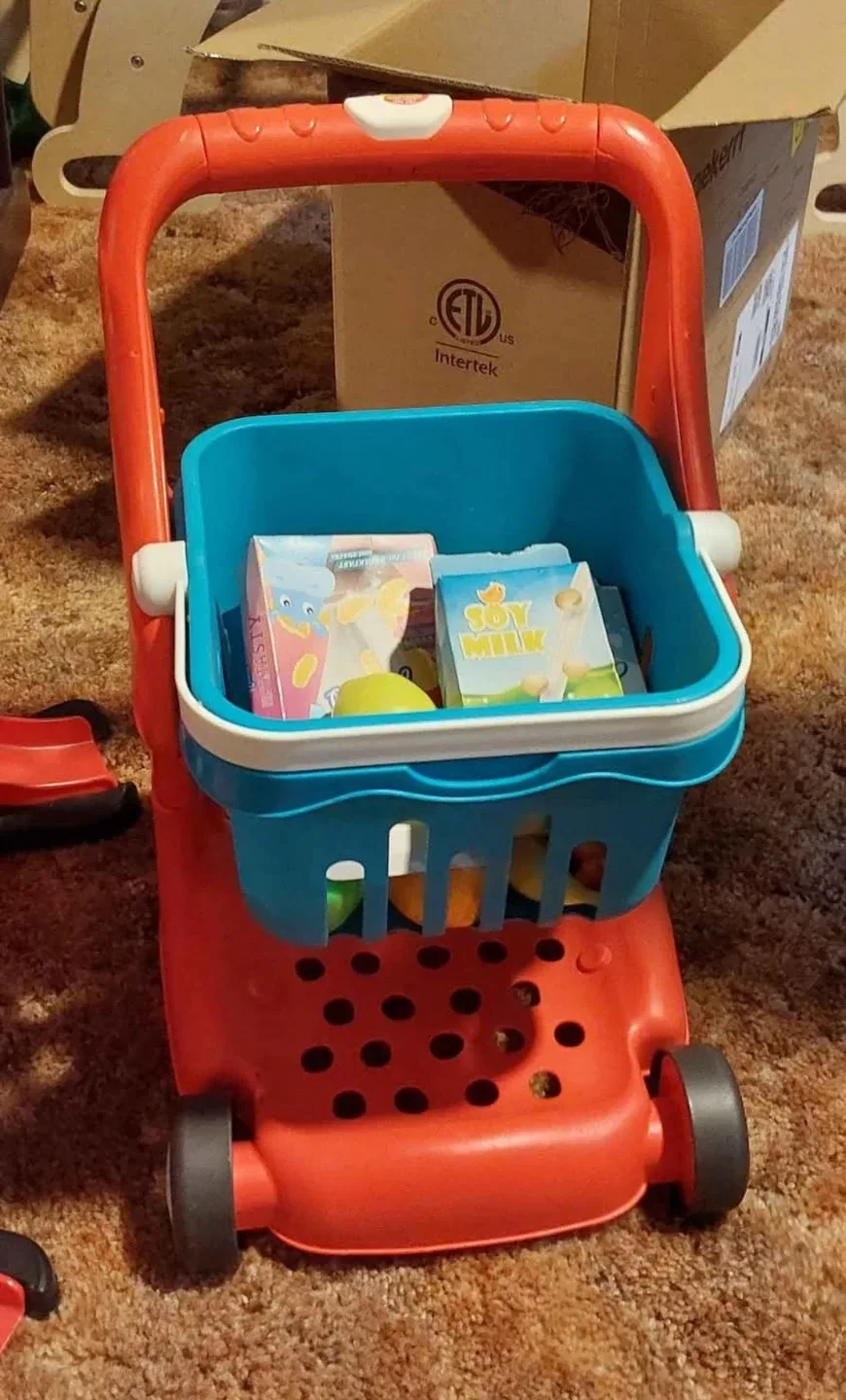 Toy Shopping Cart - Red & Blue