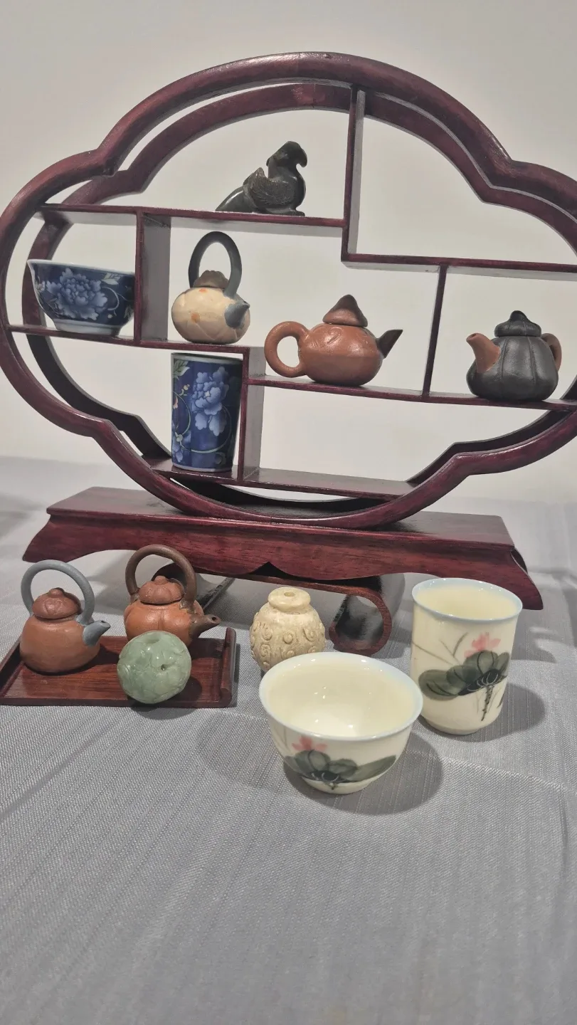 Miniature Tea Set with Display Shelf