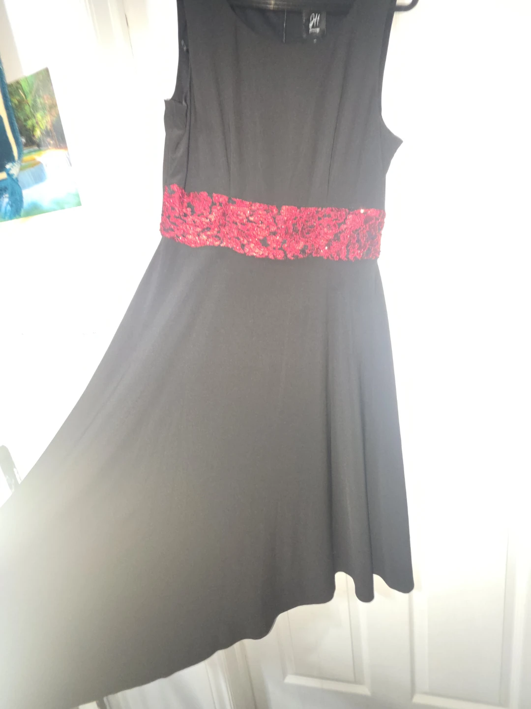 JH Design Black Dress with Red Waist Detail - photo 2