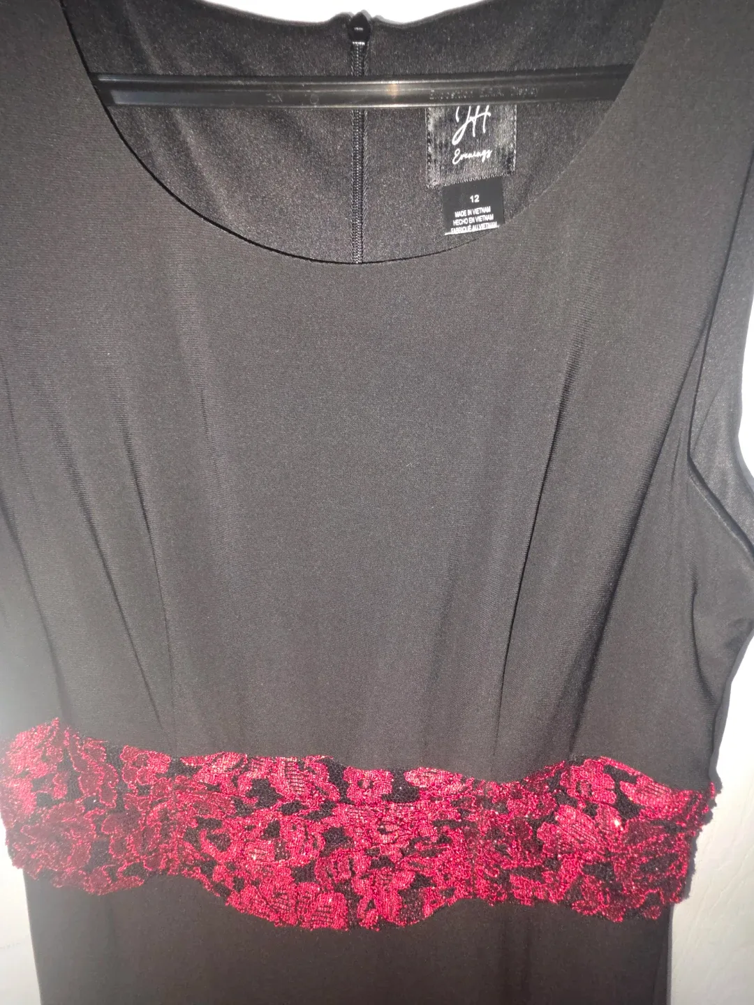 JH Design Black Dress with Red Waist Detail image indicator(8)