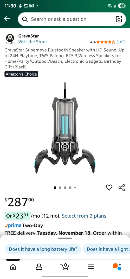 Sealed new GravaStar Supernova Bluetooth Speaker image indicator(2)