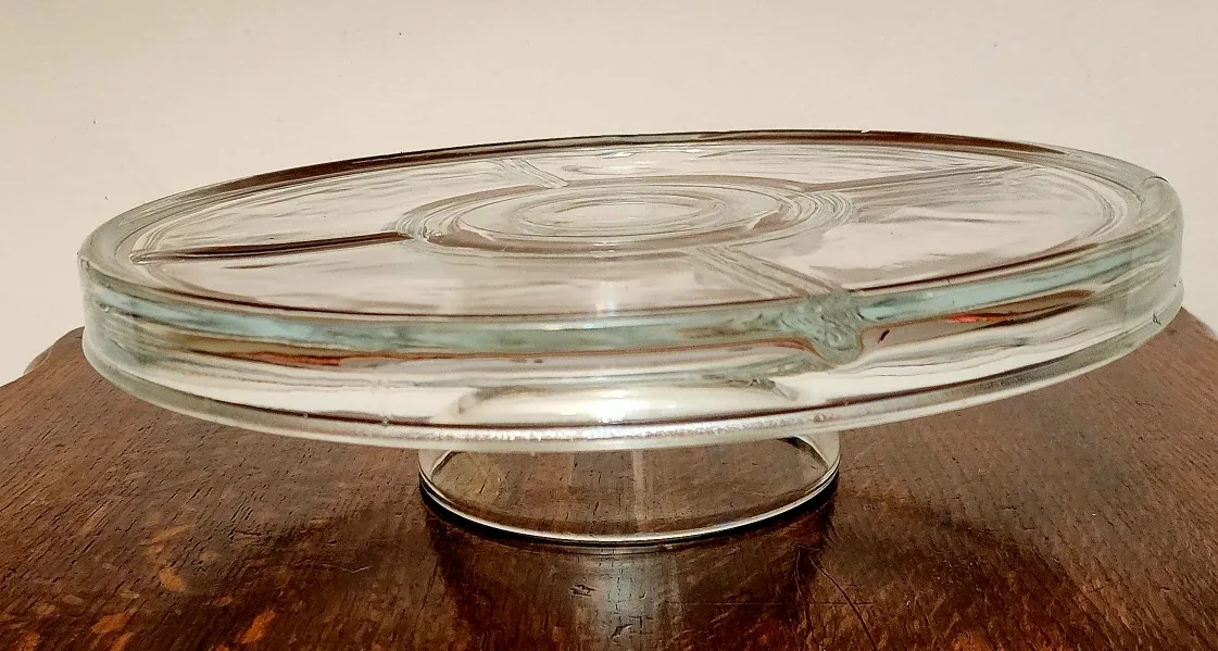 Vintage Glass Serving Platter with Bowl & Lid image indicator(3)
