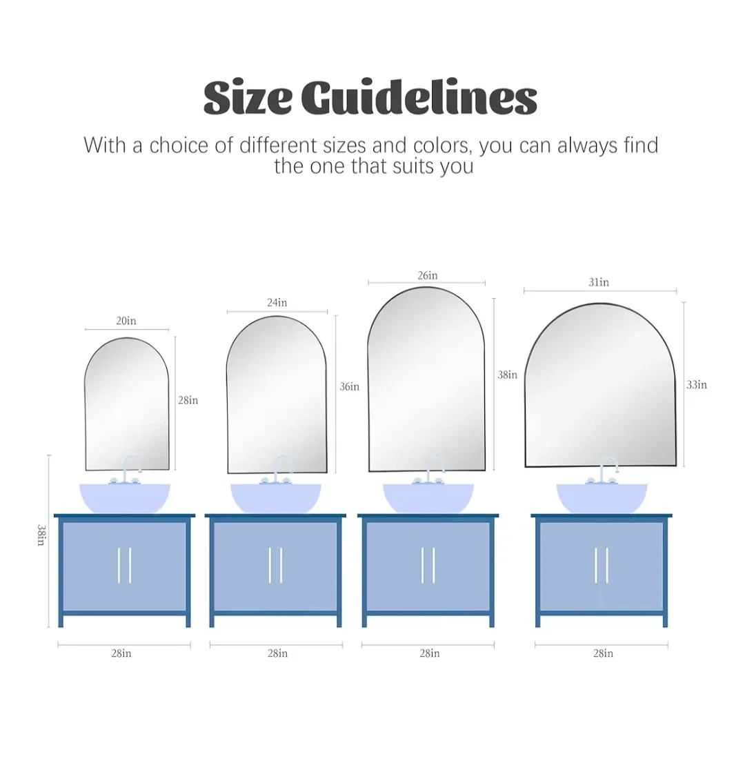 Arched Mirror, 20"x30" Black Bathroom Mirror(NEW) image indicator(4)