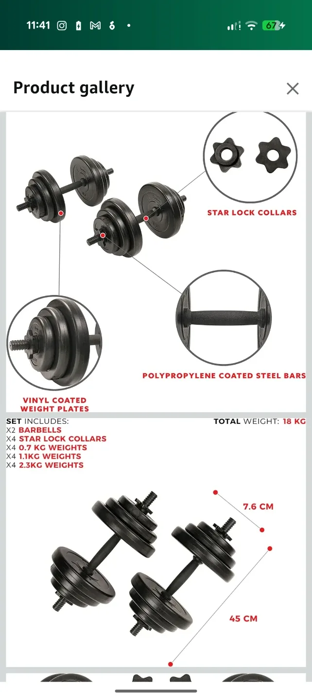 Sunny Health & Fitness 40 LB Dumbbell Set image indicator(2)