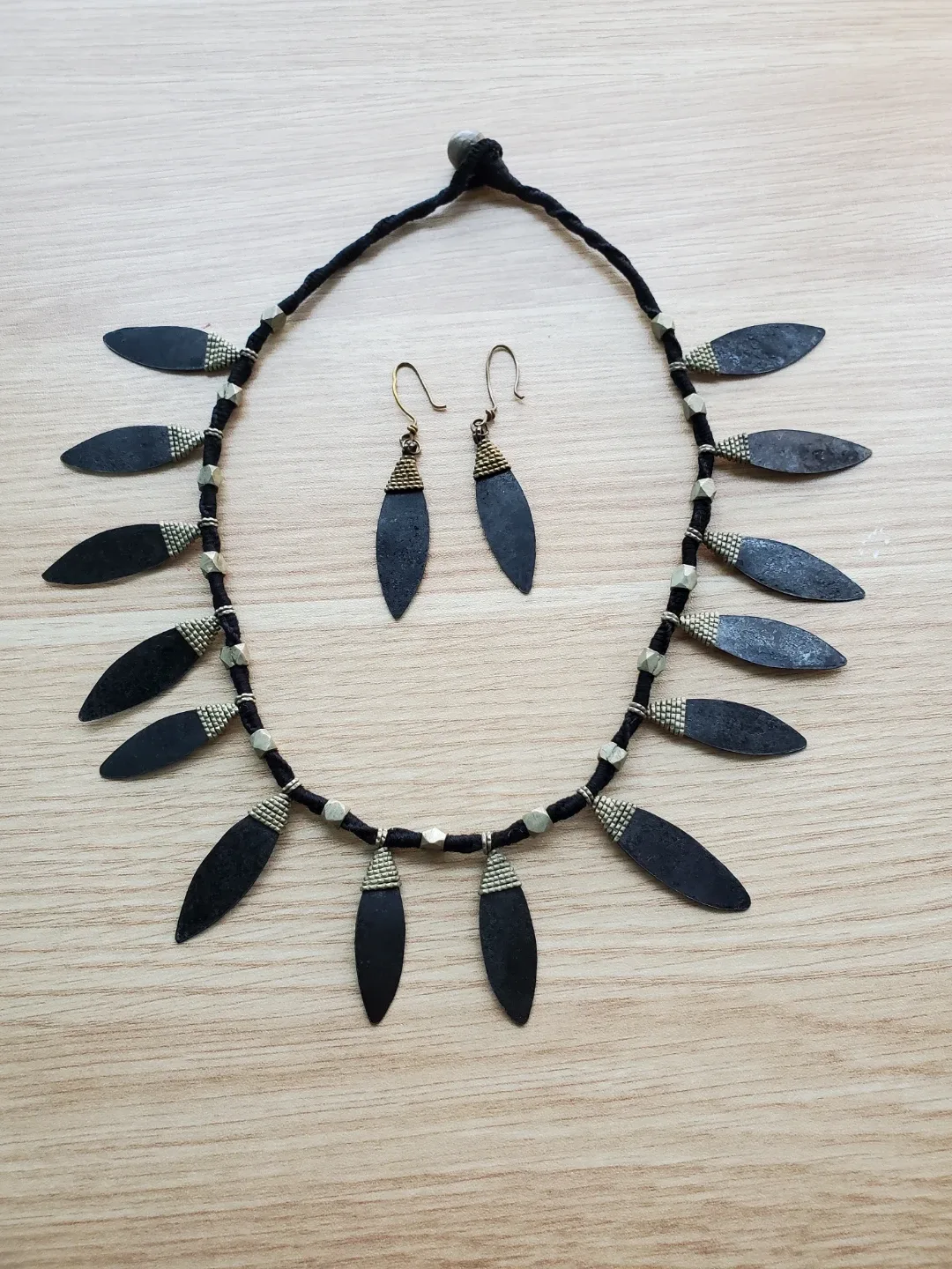 Unique Brass Necklace and Earring Set image indicator(2)