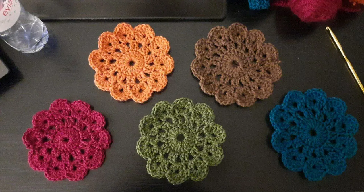 Handmade Crochet Coasters - Set of 5 (pick your colors!)