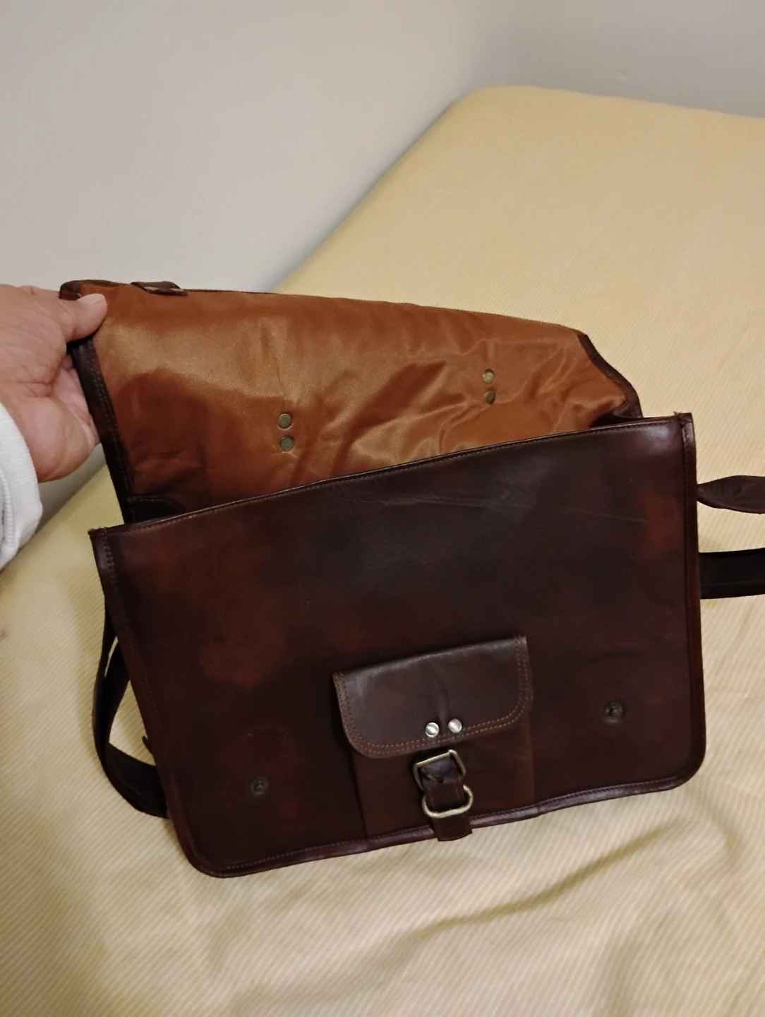 Leather Satchel Bag - Brown - photo 3