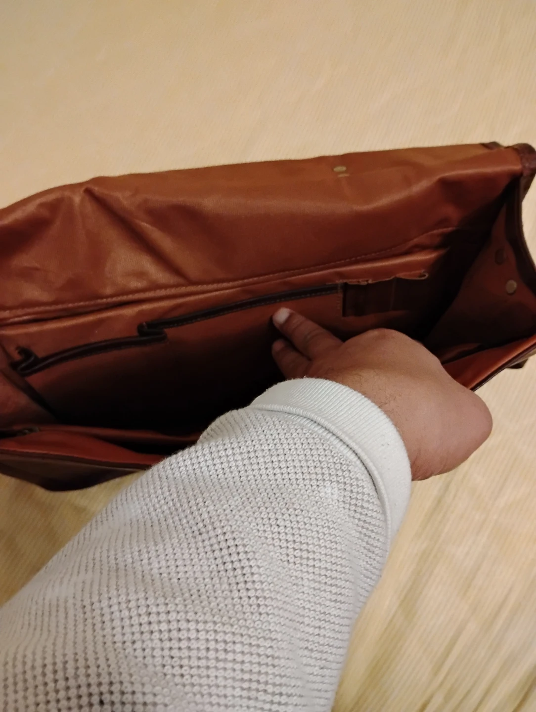 Leather Satchel Bag - Brown - photo 5