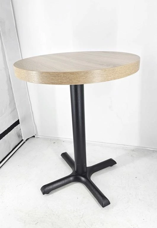 Round Bar Table - Wood Top, Black Base