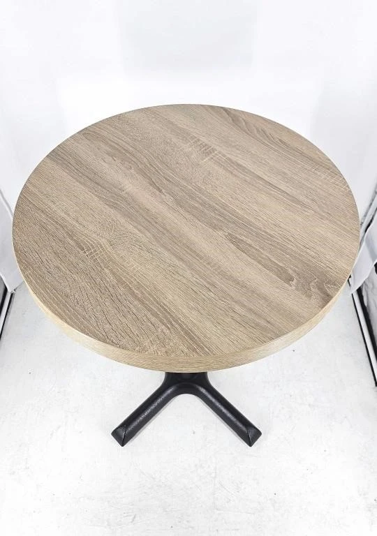 Round Bar Table - Wood Top, Black Base - photo 2