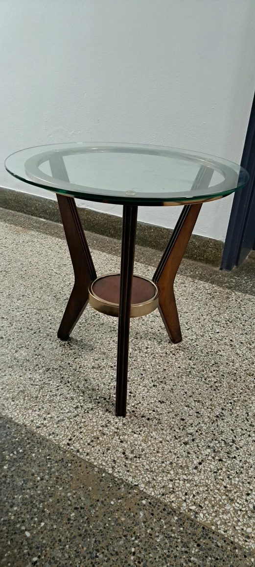 Round Glass Top Side Table - photo 2