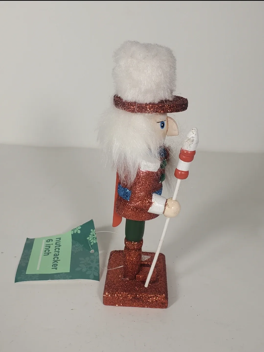 Christmas Red Glitter Nutcracker Holiday Home Décor 6 Inches image indicator(5)