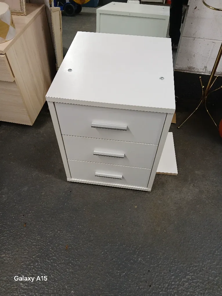 White Bedside Table with Drawers