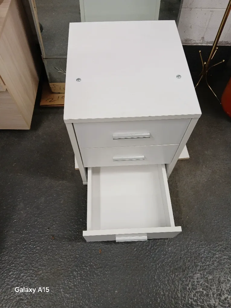 White Bedside Table with Drawers image indicator(3)