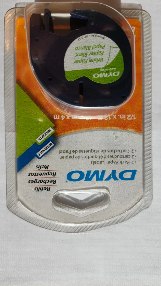 DYMO Paper Labels, 1/2 in x 13 ft, White