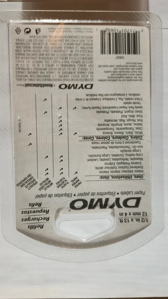 DYMO Paper Labels, 1/2 in x 13 ft, White image indicator(2)