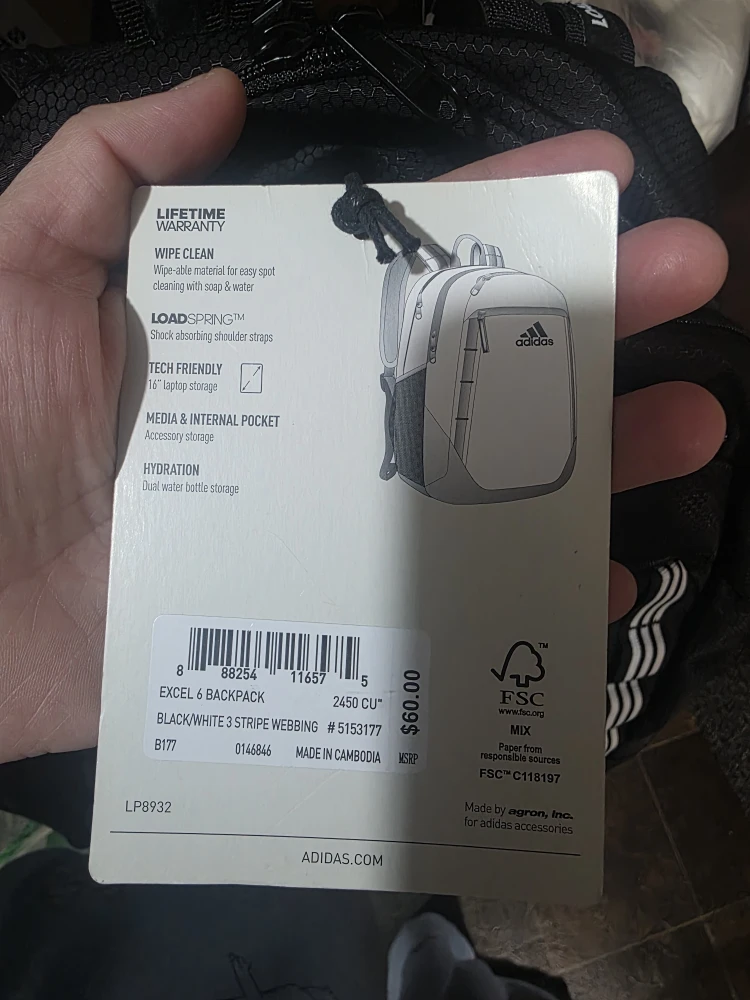 Adidas Excel and Backpack Black/White - New w/ Tags! - photo 3