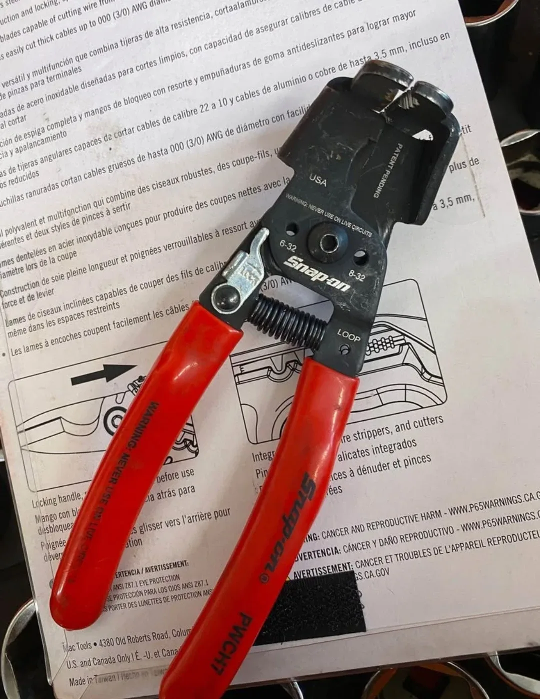 Snap-on 7" In-line Wire Stripper/Cutter (Red)