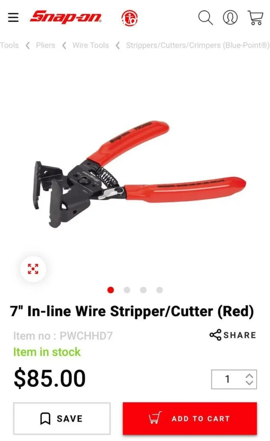Snap-on 7" In-line Wire Stripper/Cutter (Red) image indicator(4)