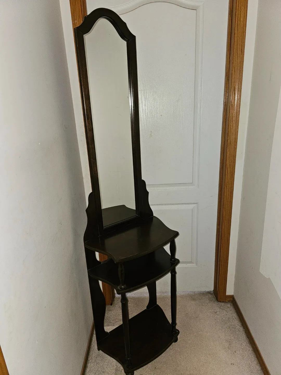 Dark Wood Hallway Mirror Stand