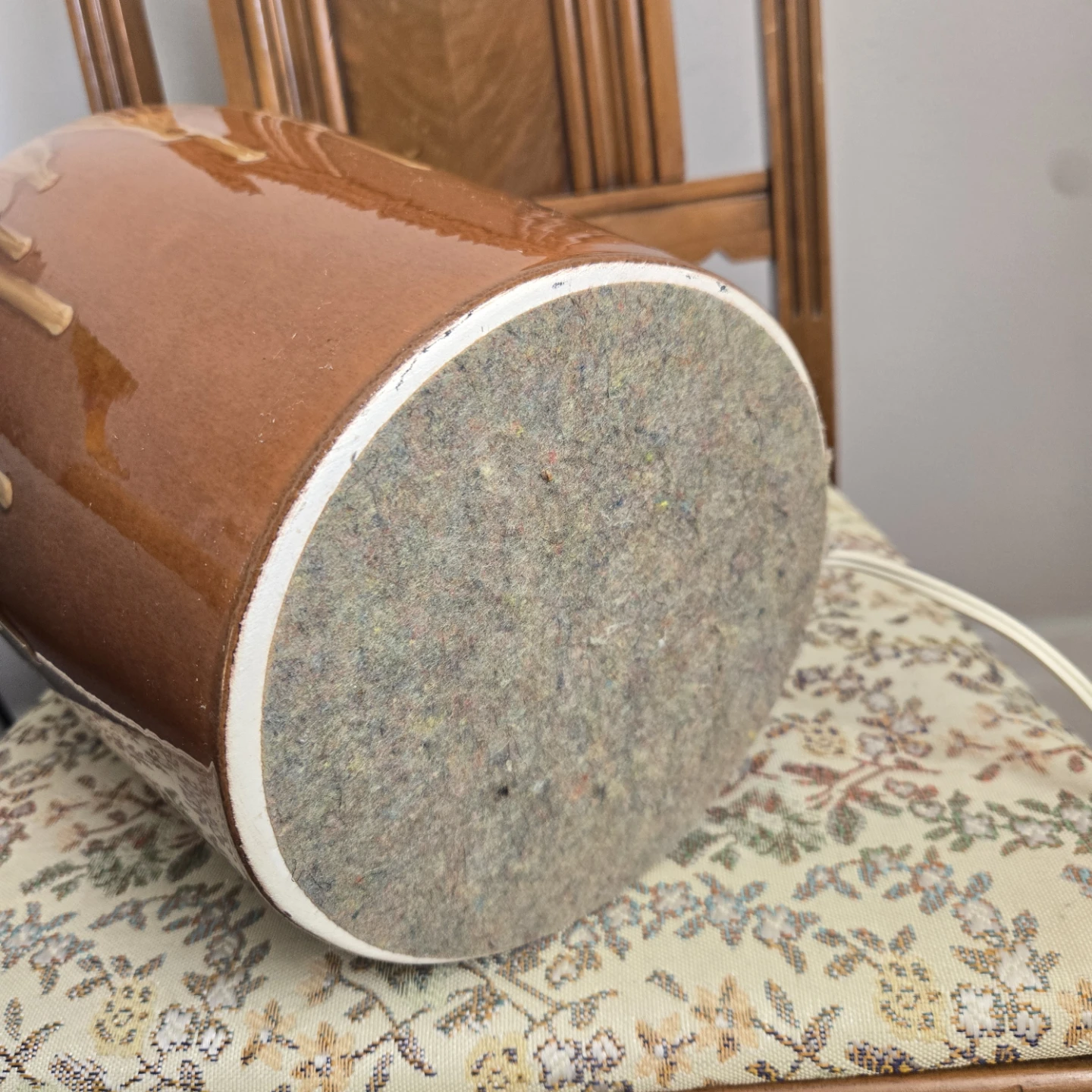 Vintage MCM Drip Glaze Ceramic Table Lamp - photo 5