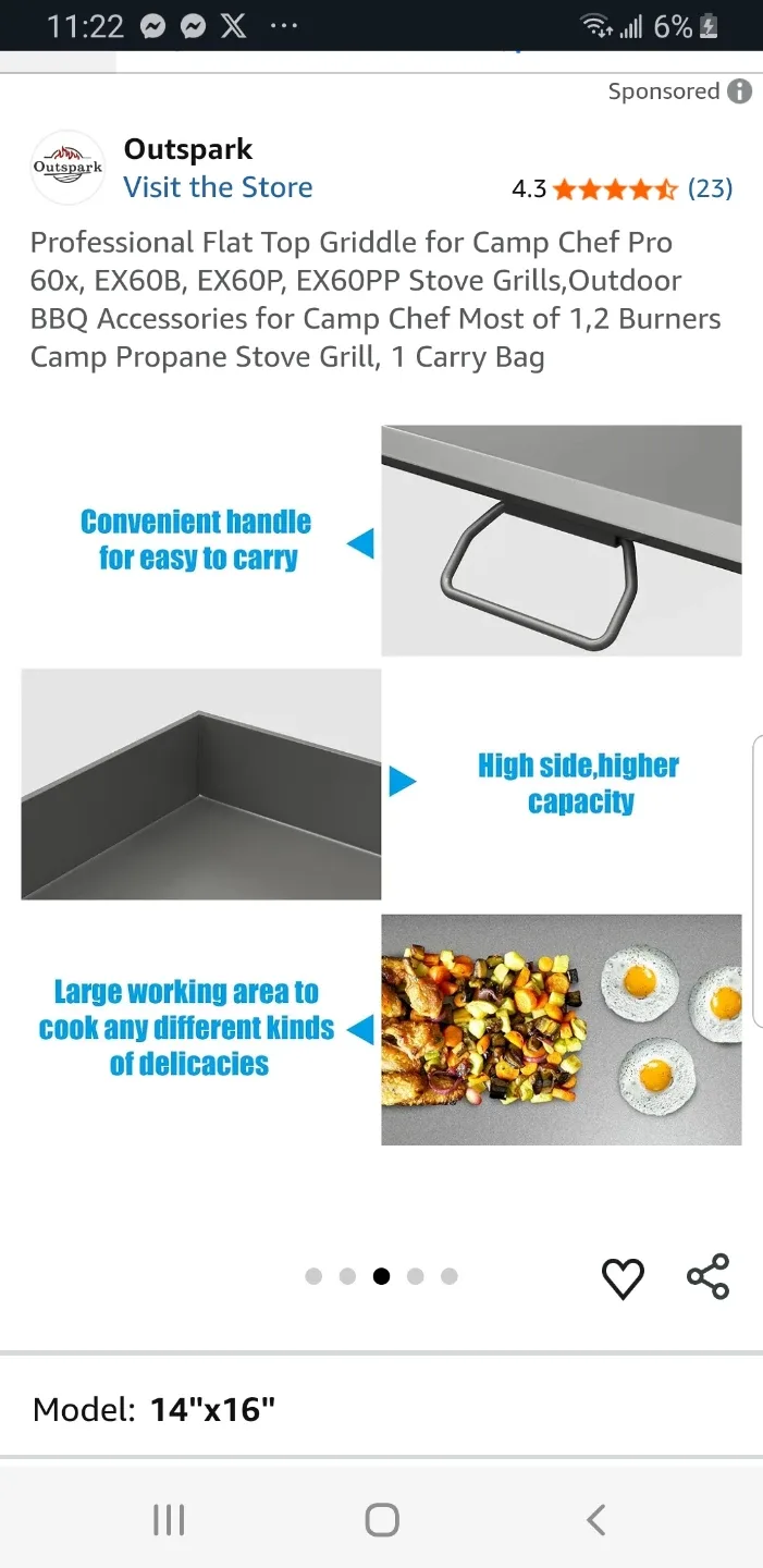 Professional Flat Top Griddle for Camp Chef Pro 60 brand new image indicator(3)