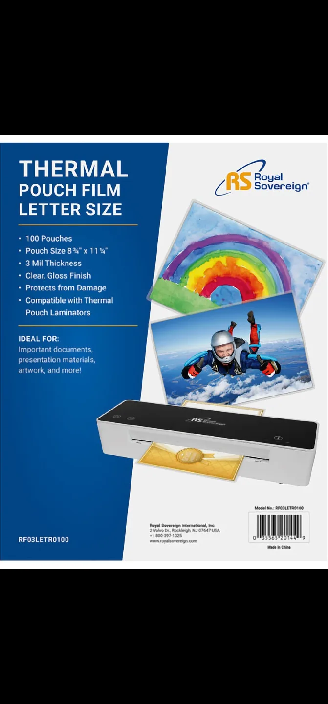 Royal Sovereign Thermal Pouch Film - Letter Size