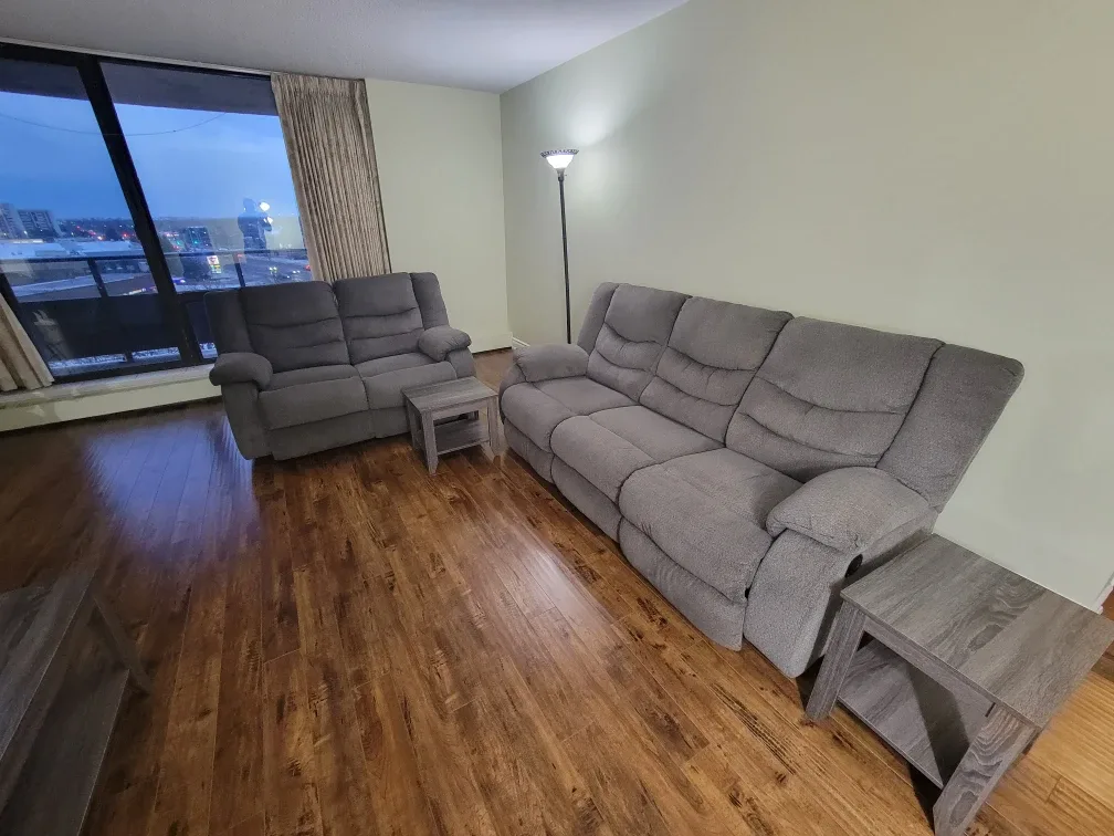 Grey Reclining Sofa Set