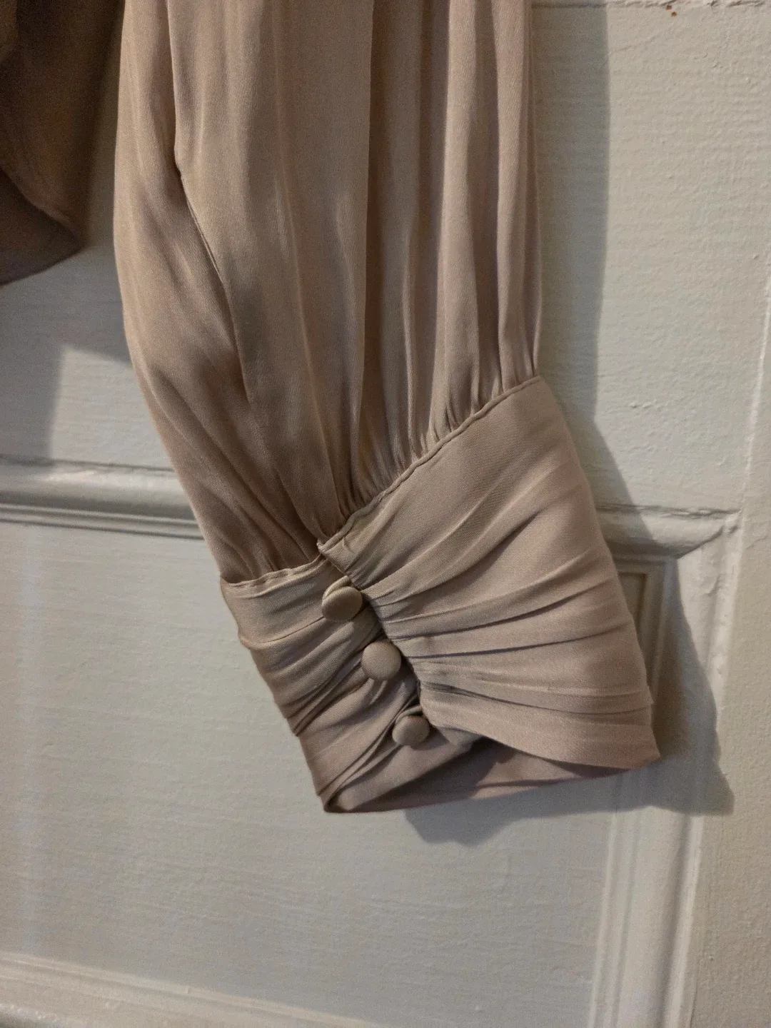 Champagne Gold Satin Long Sleeve Blouse - Size small image indicator(4)