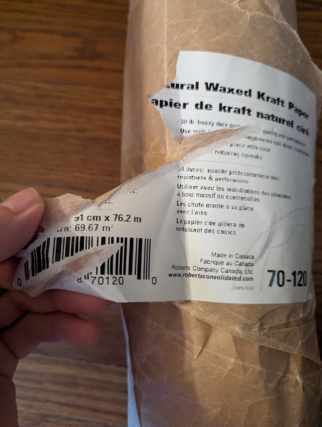 Natural Waxed Kraft Paper Roll 31cm x 76.2m
