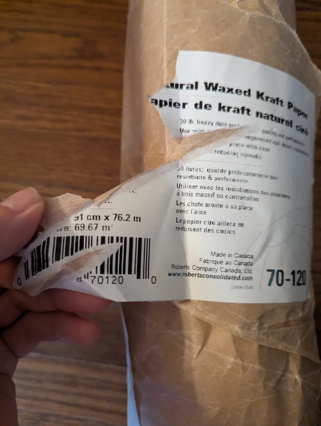 Natural Waxed Kraft Paper Roll 31cm x 76.2m