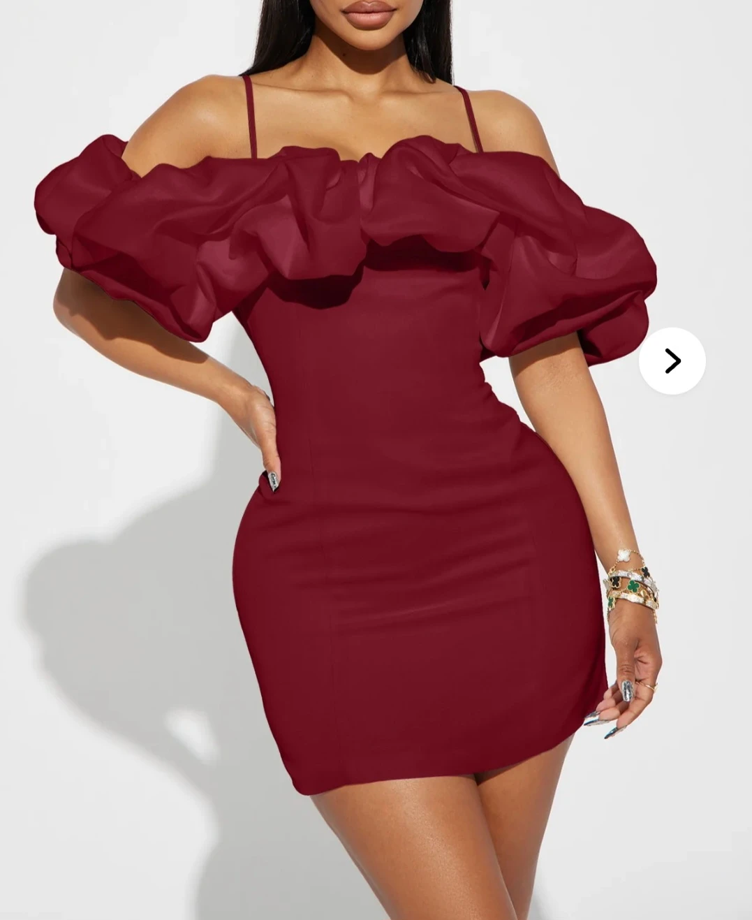 Burgundy Off Shoulder Mini Dress