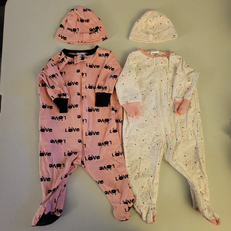 Baby Sleepers with Hats - Set of Two 0-3mo