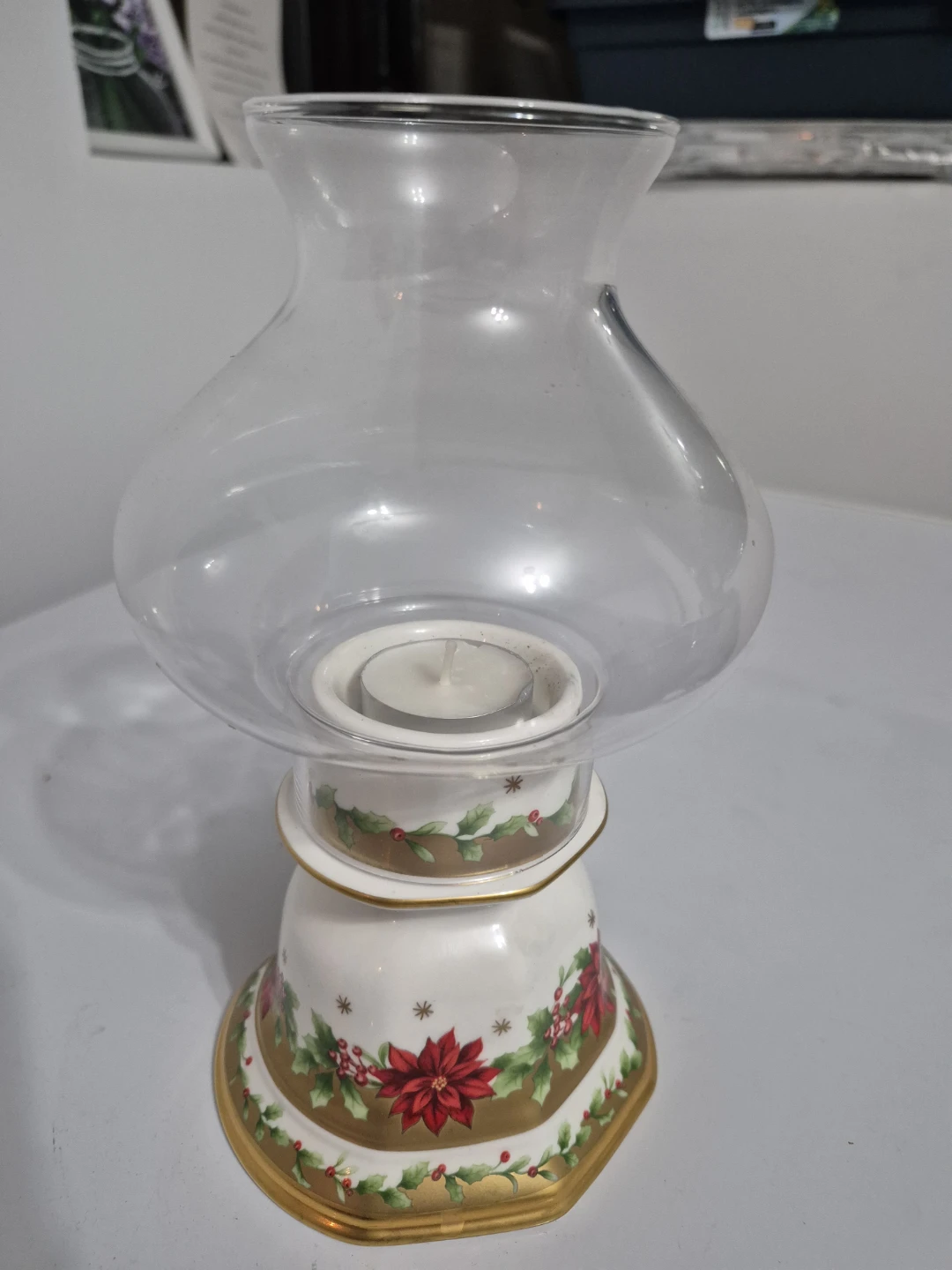 Christmas Candle Holder with Glass Hurricane