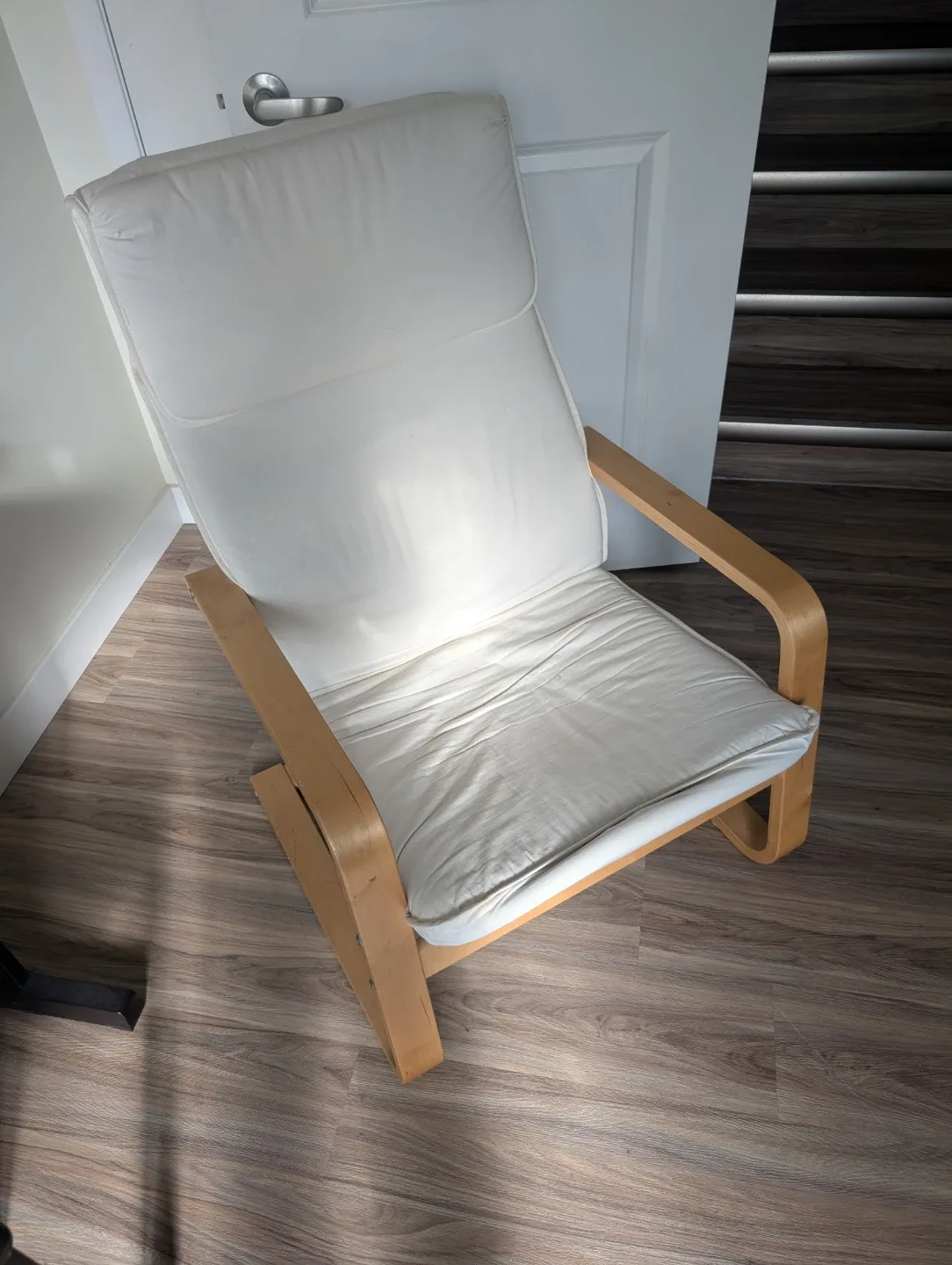 IKEA Poang Chair and Footstool - White